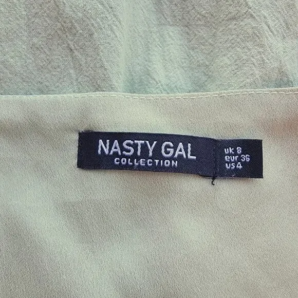 Nasty Gal Sage Green Square Neck Mini Babydoll Dress - Picture 3 of 3